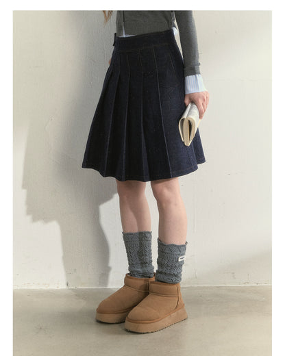 Polka-Dot Denim Quilted Jacket &amp; Skirt Set
