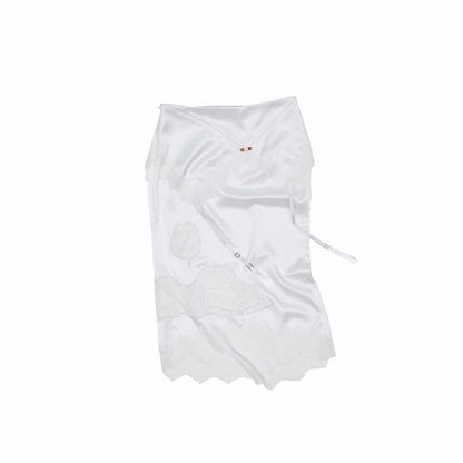 Snoopy Lace-Trim Satin Midi Skirt