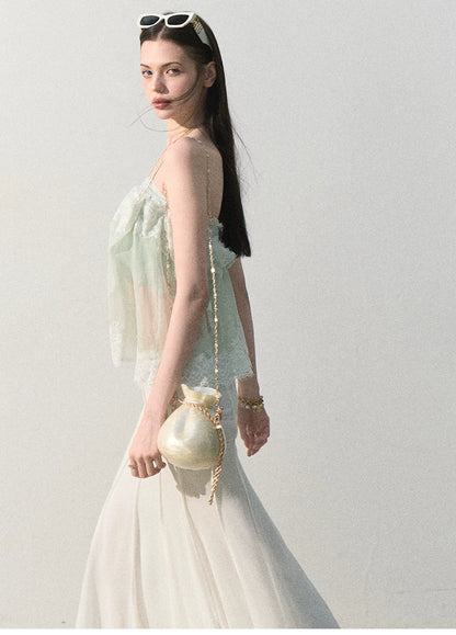 Quiet Fruit Lace Off-Shoulder Bandeau Bustier