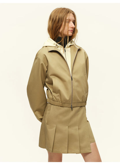 Cotton Stand-Collar Hooded Jacket