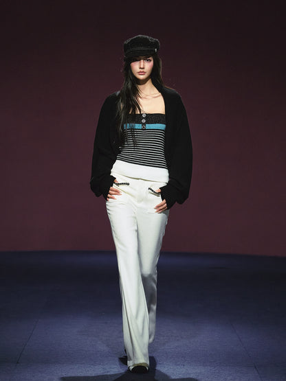 Tweed Color-Block Slightly Flared Trousers - CHINASQUAD