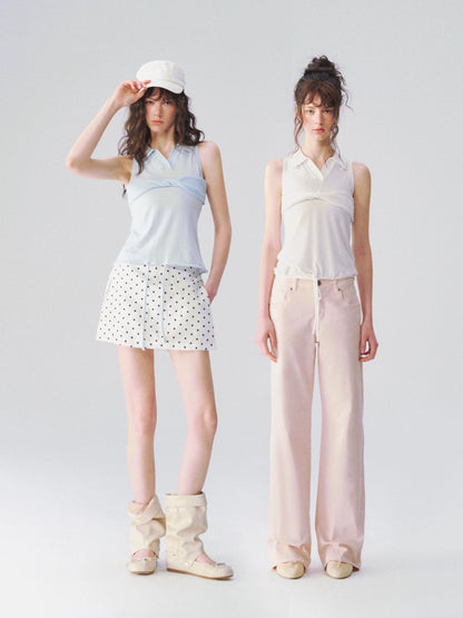 Twist-Knot Polo Neck Sleeveless Top
