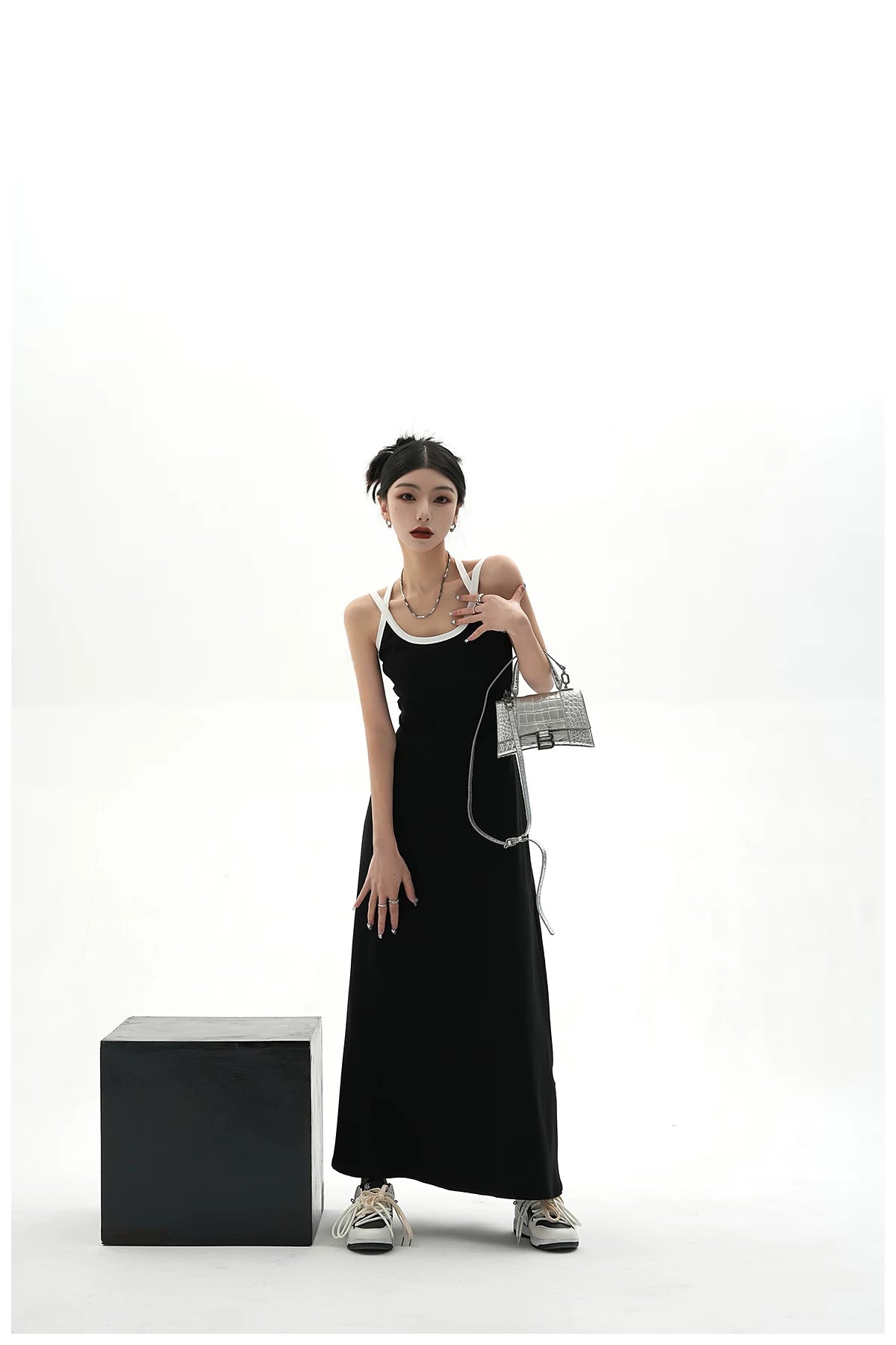 American Street-Style Slim-Fit Camisole Maxi Dress