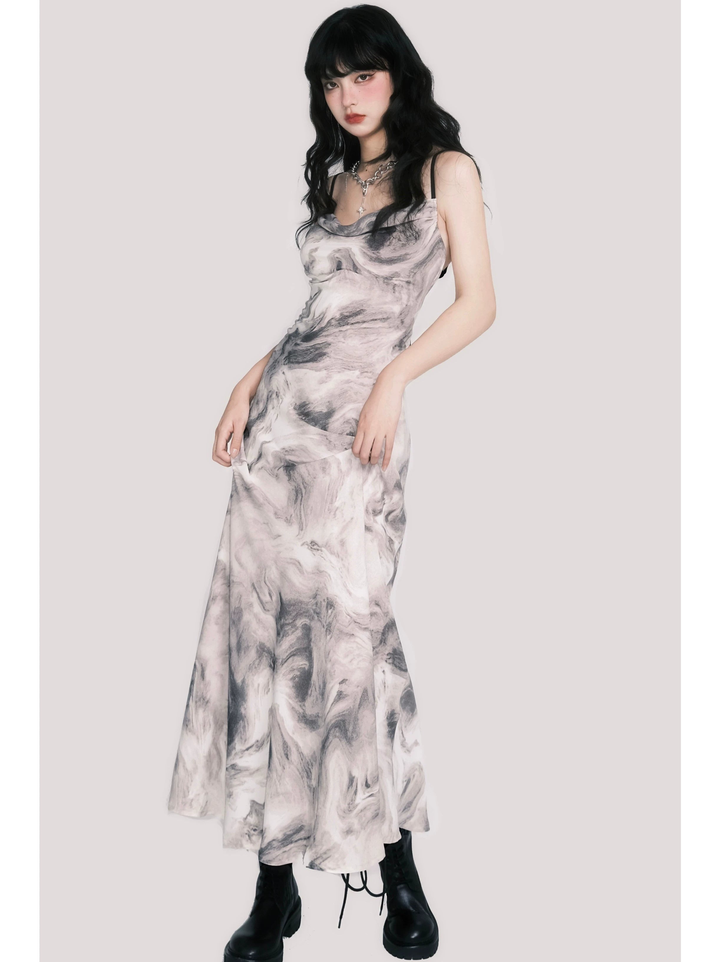 New Chinese Cowl-Neck Backless Maxi Dress