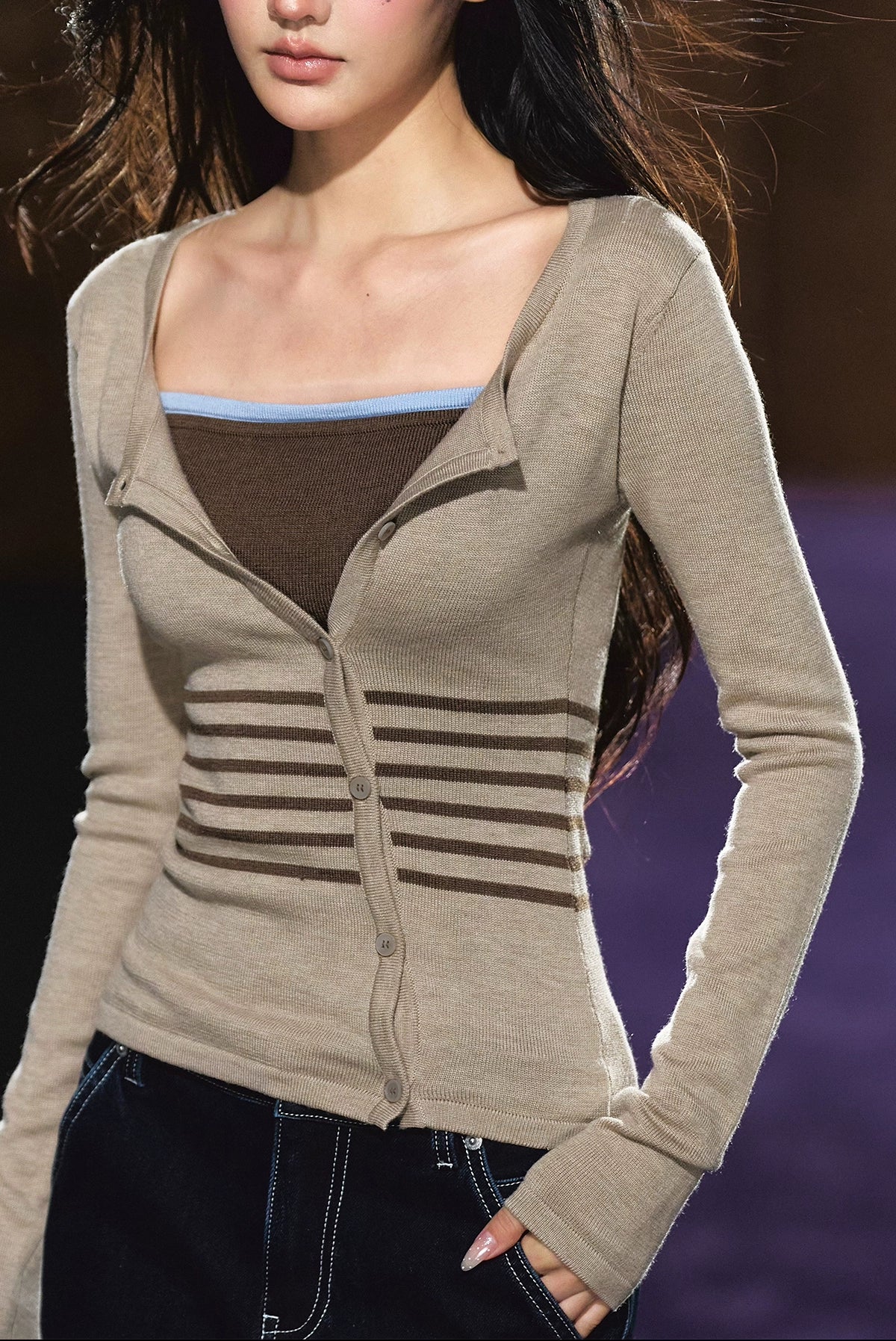 Soft Touch Two-in-One Knit Base Cardigan