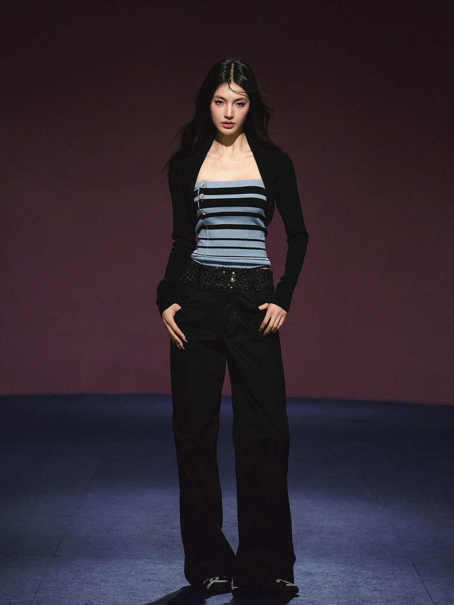Double-Waistband Two-Piece Wide-Leg Pants - CHINASQUAD