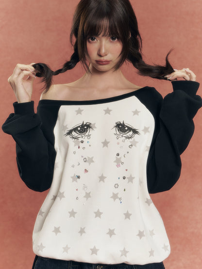 Star Print Raglan Sweatshirt