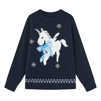 Snowflake Pony Soft Knit Sweater