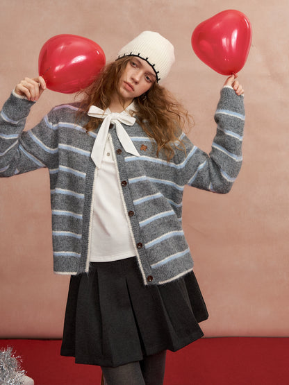 Retro Stripe Knit Cardigan