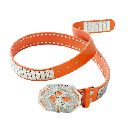 Chrono-Inspired Cross Emblem Leather Belt