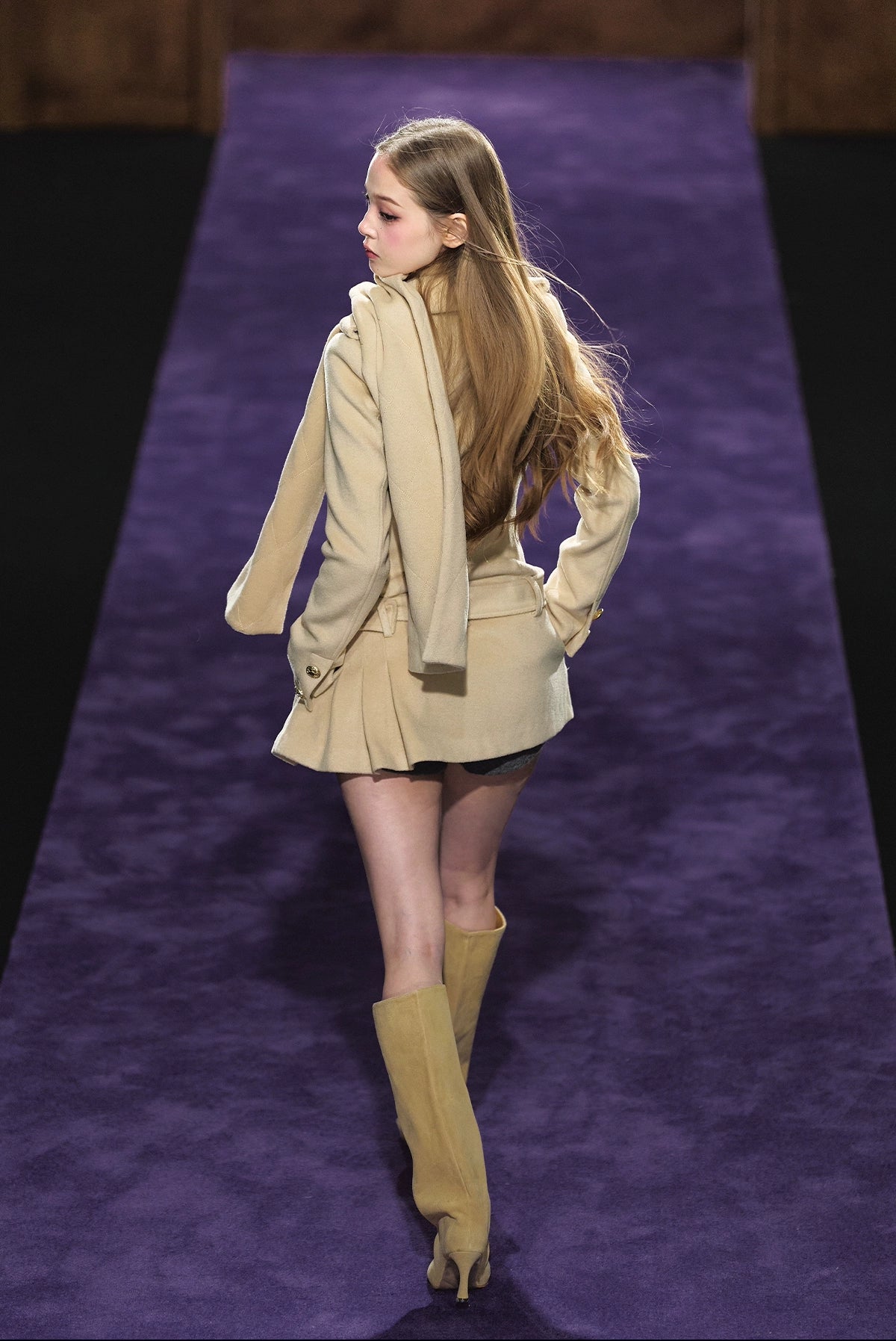 Wool-Blend Scarf Collar Double-Breasted Dress