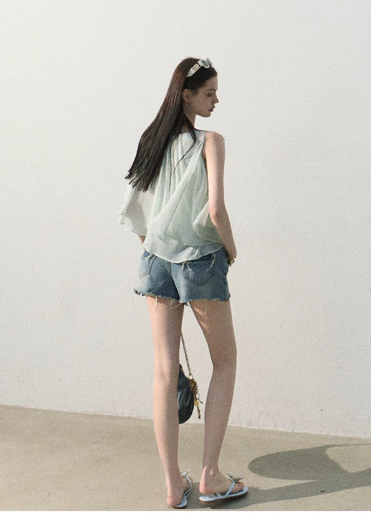 Faded Trace Vintage Distressed Denim Shorts