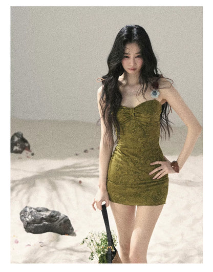 French Vine Jacquard Bodycon Mini Dress