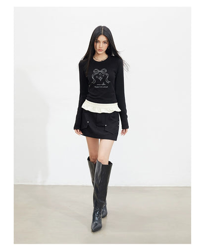 MacyMccoy Bow Graphic Long-Sleeve T-shirt