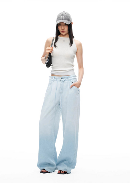 Summer Vacation Breathable Straight-Leg Wide Jeans