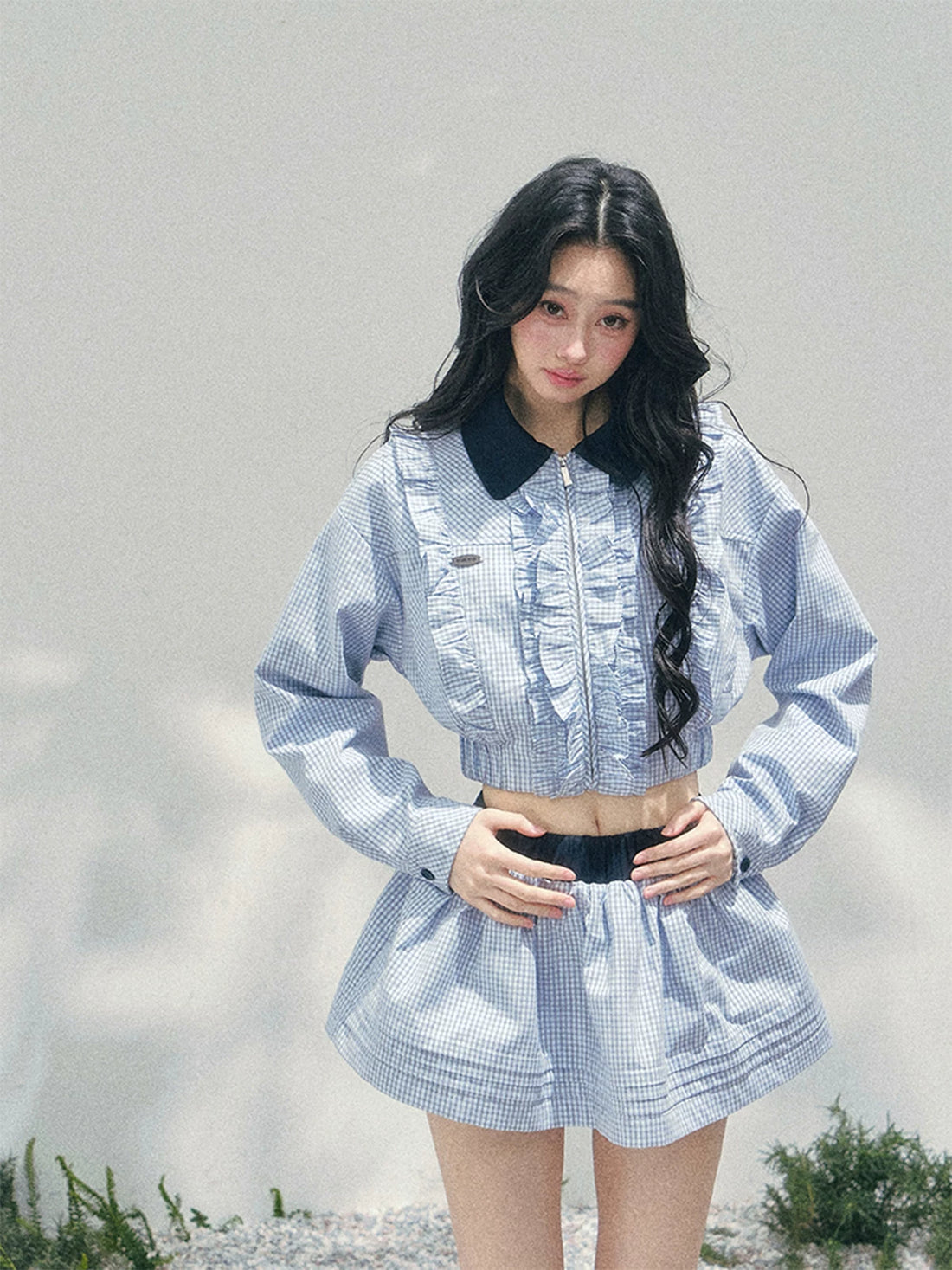 AOMALM Preppy Check Cropped Set – Jacket