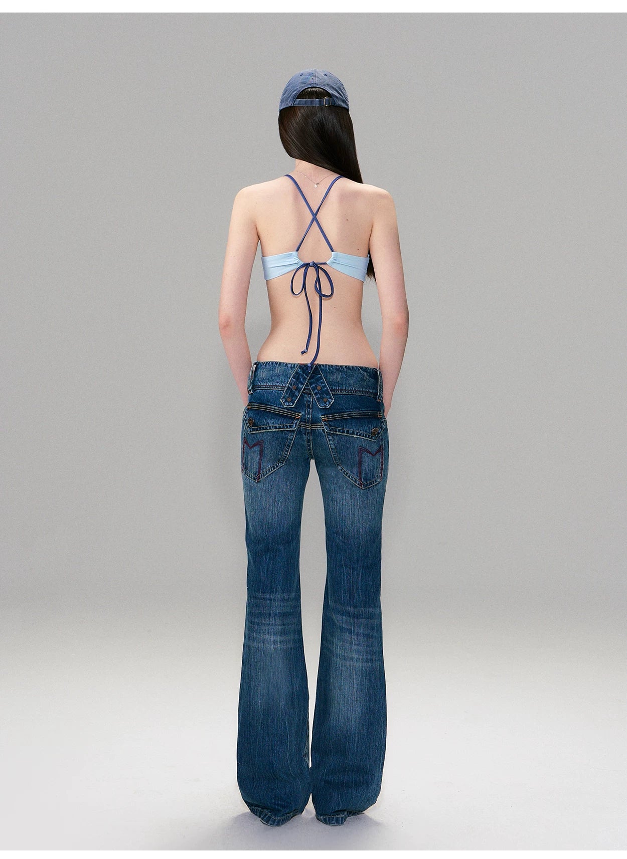 Hand-Dyed Low-Rise Slim Flared Jeans