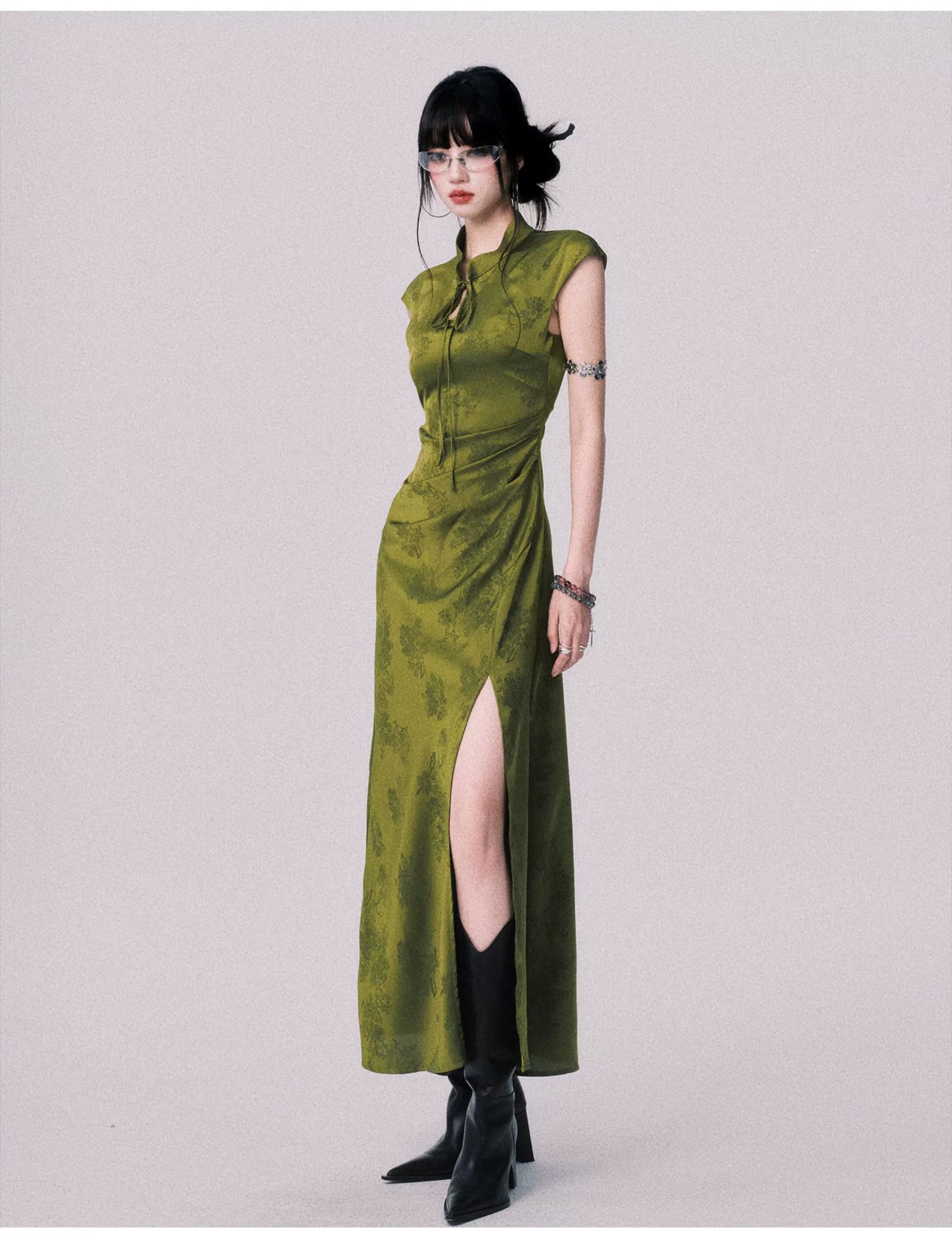 asian style maxi dress Chinese Style Maxi Dress Elegant Short Sleeve Princess Dress
