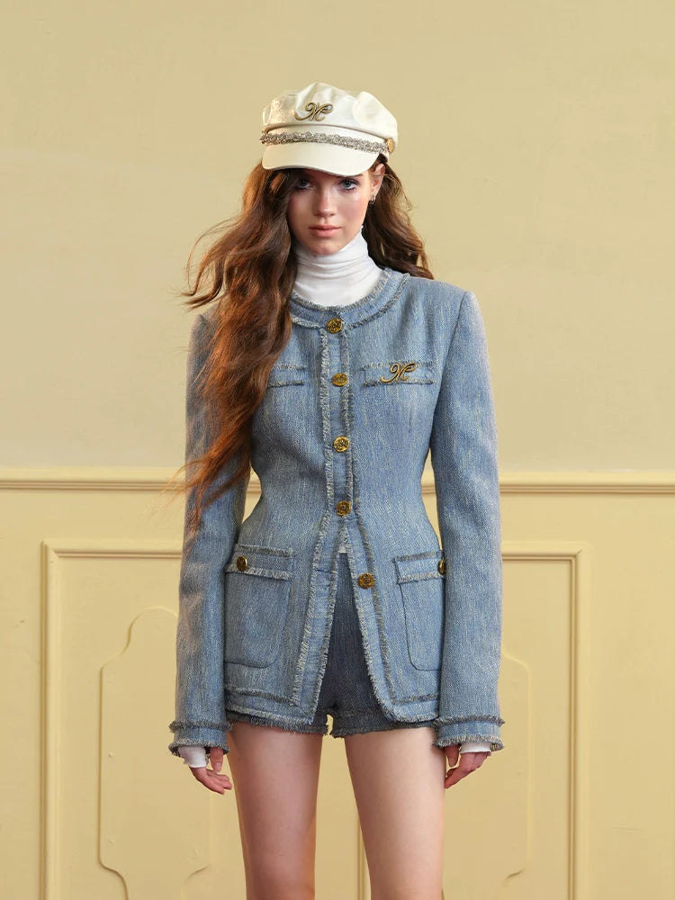 (Final Sale) Vintage Frayed Edge Jacket &amp; Shorts Set - CHINASQUAD