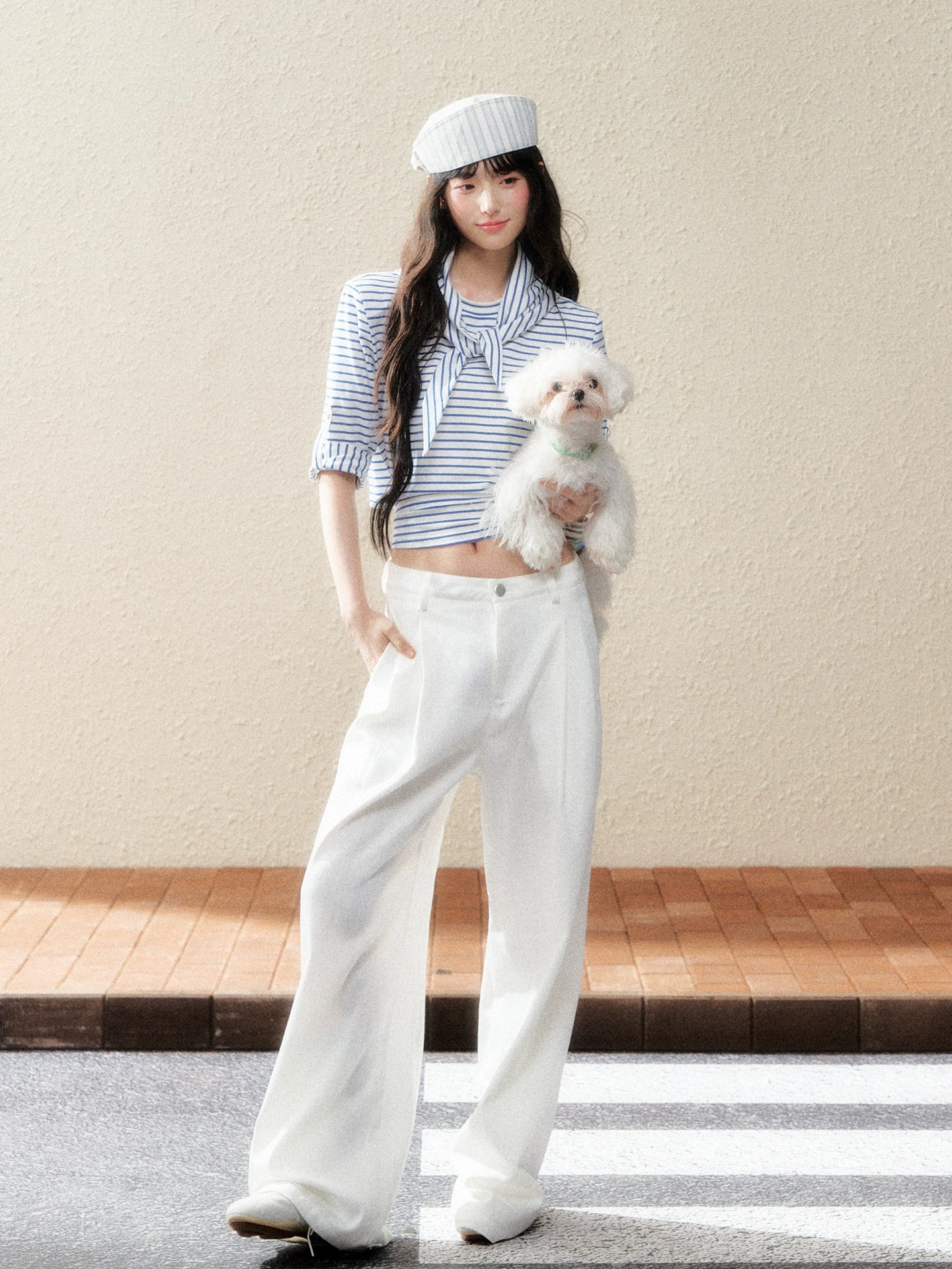 Urban Ease White Straight-Leg Trousers - CHINASQUAD