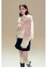 Pink Gradient Button Shearling Jacket - CHINASQUAD