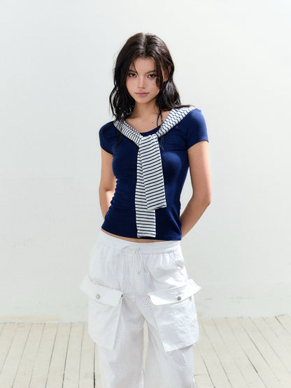 Sailor Collar Waist Tee