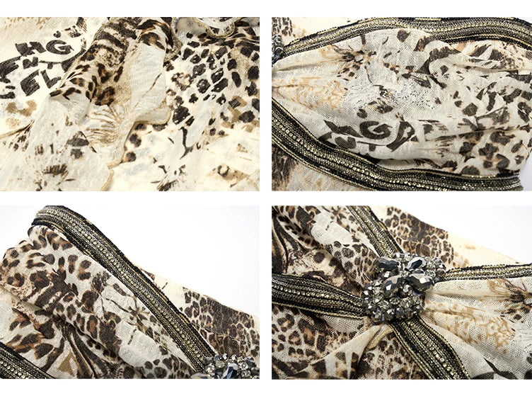 Asymmetric Leopard Print Ruffle Trim Bandeau