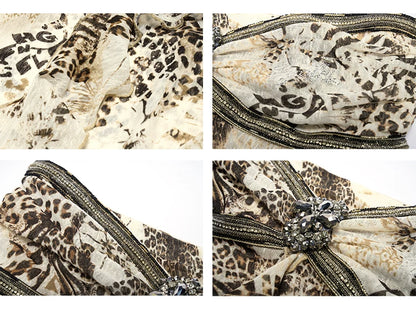 Asymmetric Leopard Print Ruffle Trim Bandeau