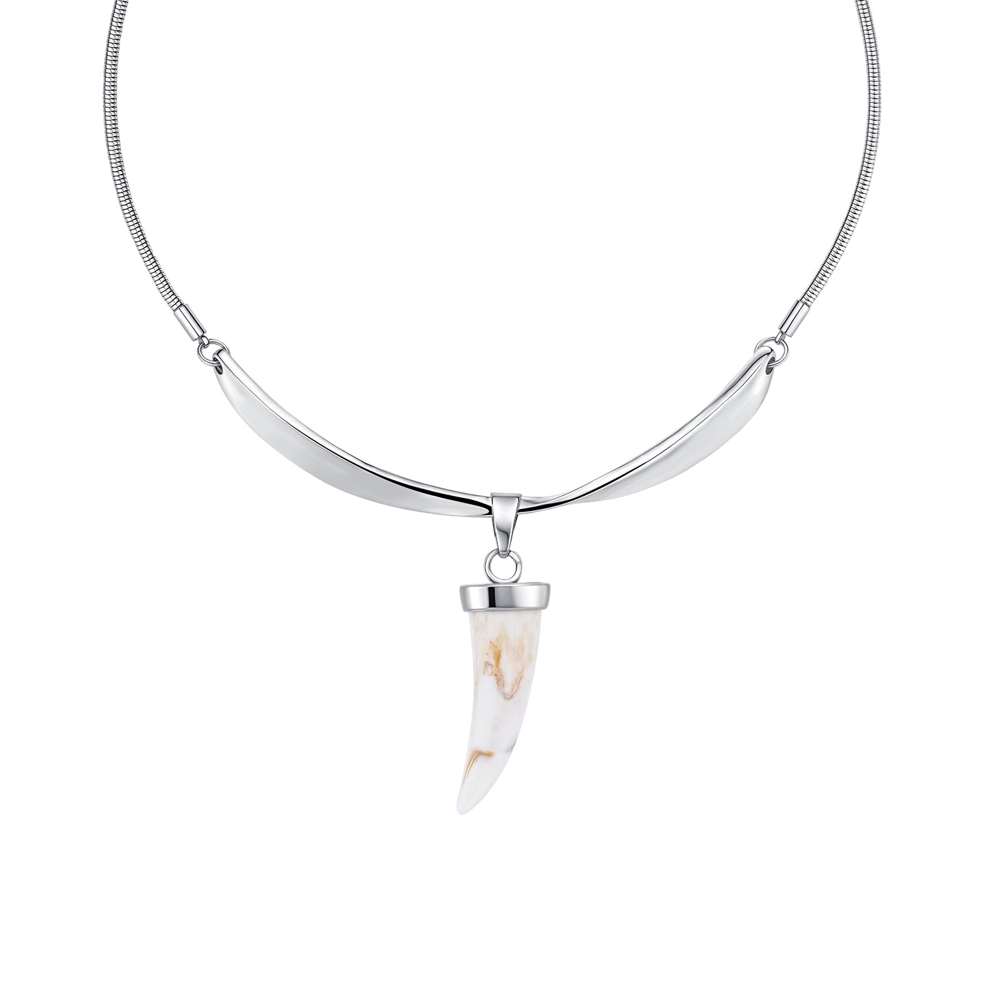 Silver Fang &amp; Horn Reshaped Romance Vintage Necklace