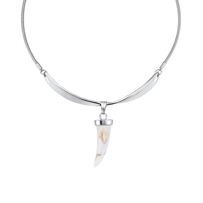 Silver Fang &amp; Horn Reshaped Romance Vintage Necklace