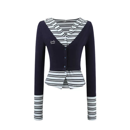 Sporty Striped Layered Hooded Top