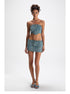 Blue Denim Jacquard Tank Top & Mini Skirt Set - CHINASQUAD