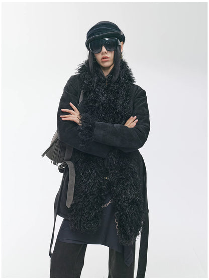 Shearling-Style Mid-Length Belted Duffle Coat