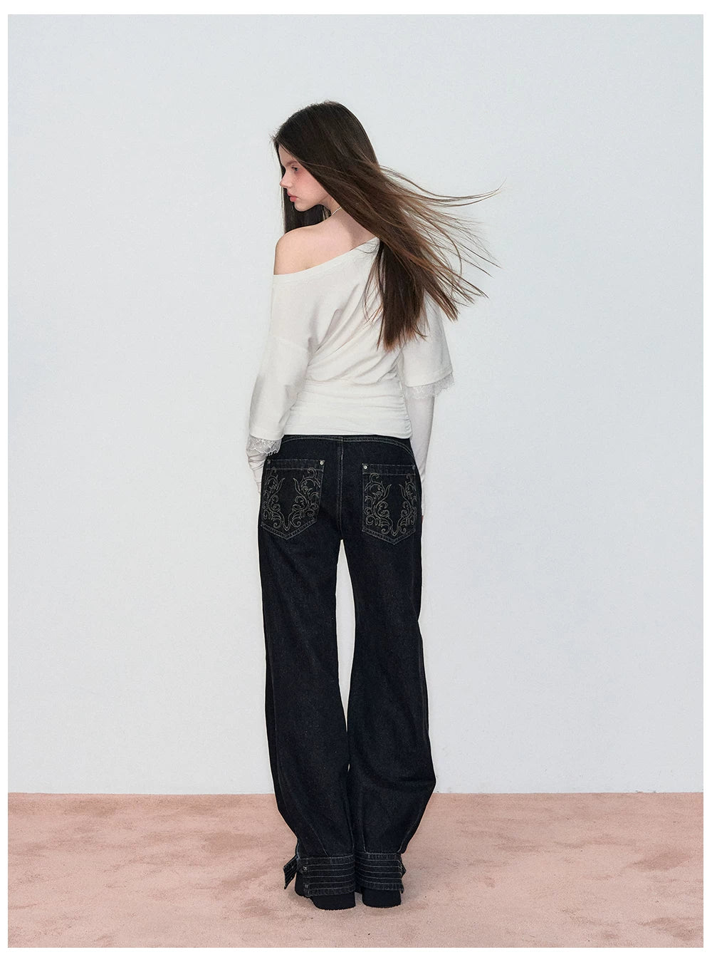 Deconstructed Patchwork Straight-Leg Denim Jeans