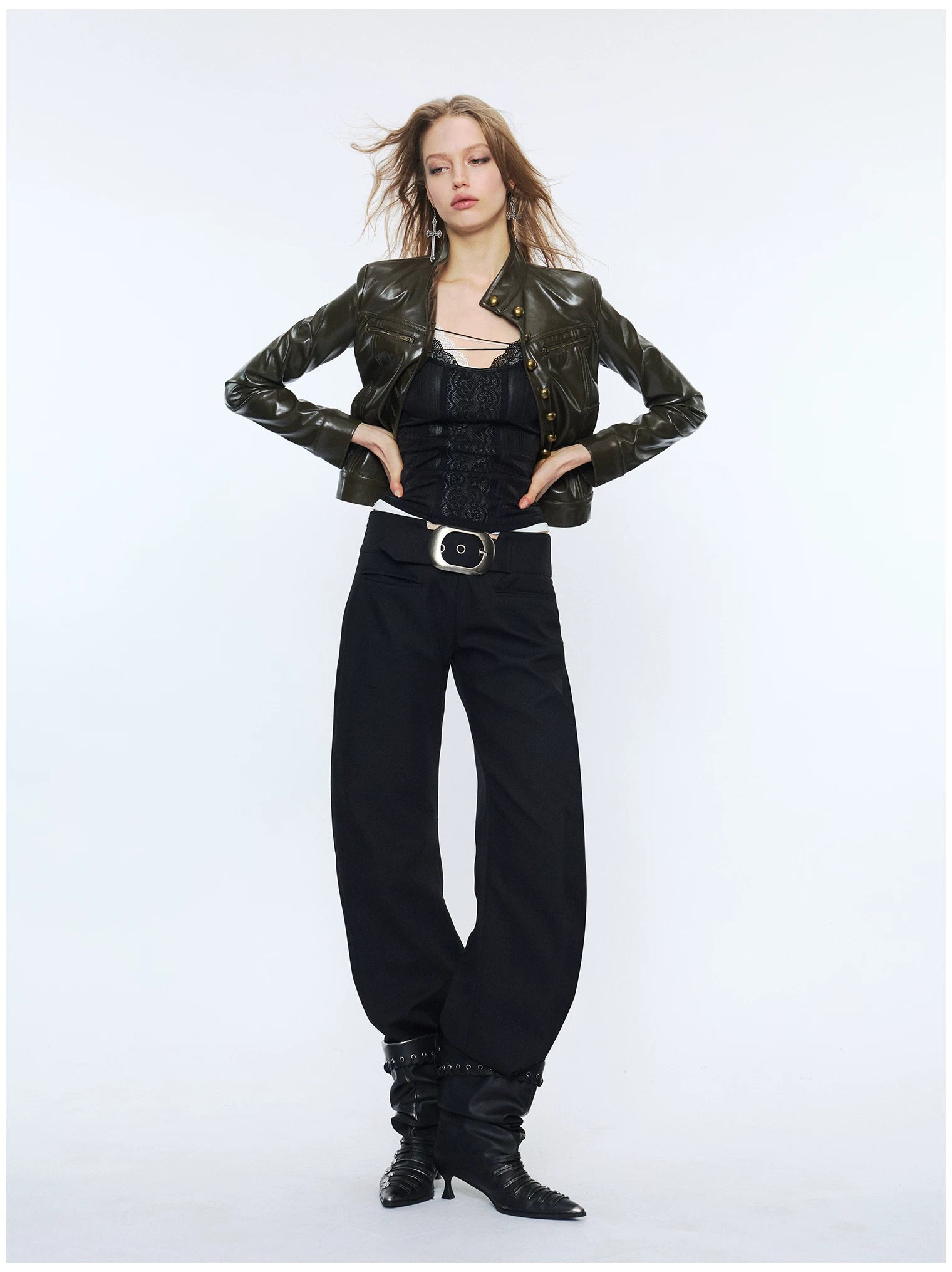 Metal-Waist Punk Tailored Trousers