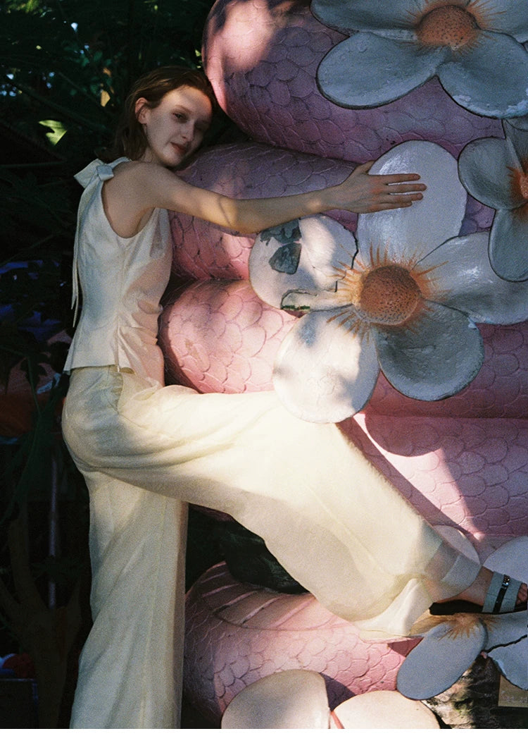 Childhood Tales Mesh Wide-Leg Trousers