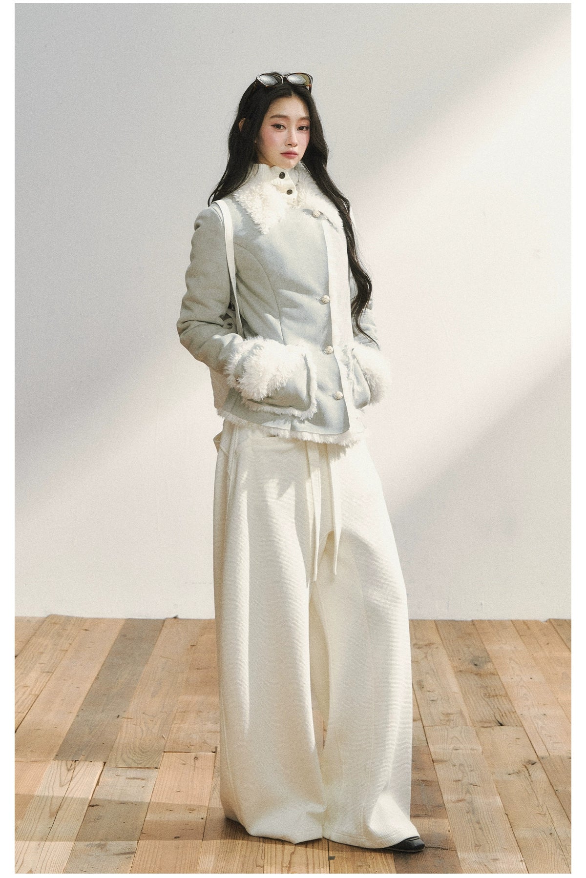 White Minimalist Relaxed Draped Pants