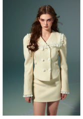 Naval Collar Wool Jacket & Skirt Set - CHINASQUAD