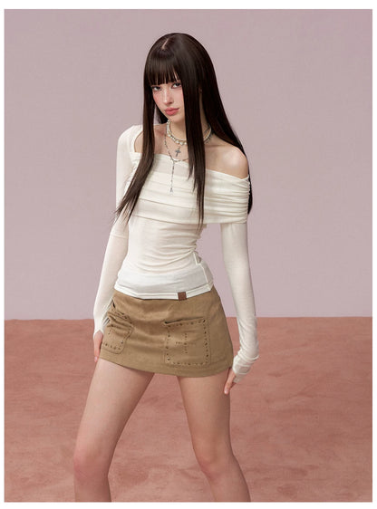 Long Sleeve Lyocell Blend Fitted T-Shirt