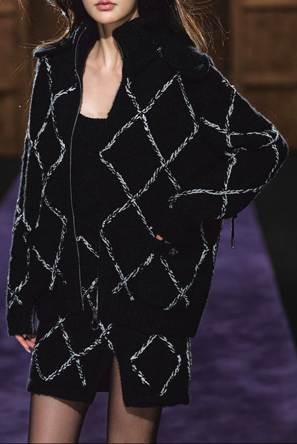 Wool-Blend Textured Hooded Cardigan &amp; Dress Set