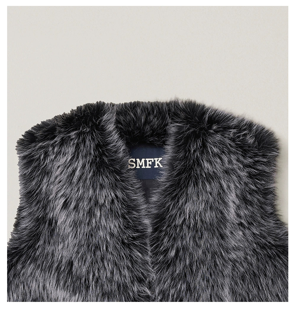 Cross Relic Oversized Faux Fur Vest