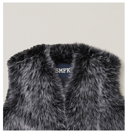 Cross Relic Oversized Faux Fur Vest