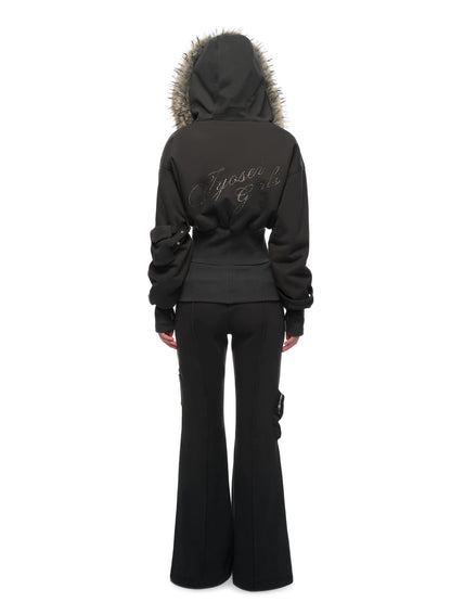 Waist-Cinched Hoodie &amp; Flare Pants Set