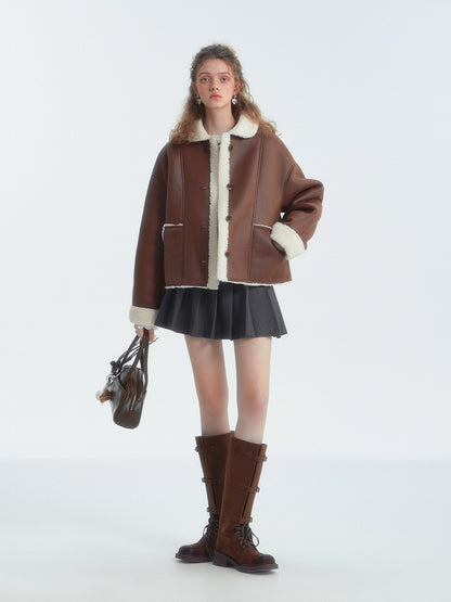 Collar Shearling Crop Jacket