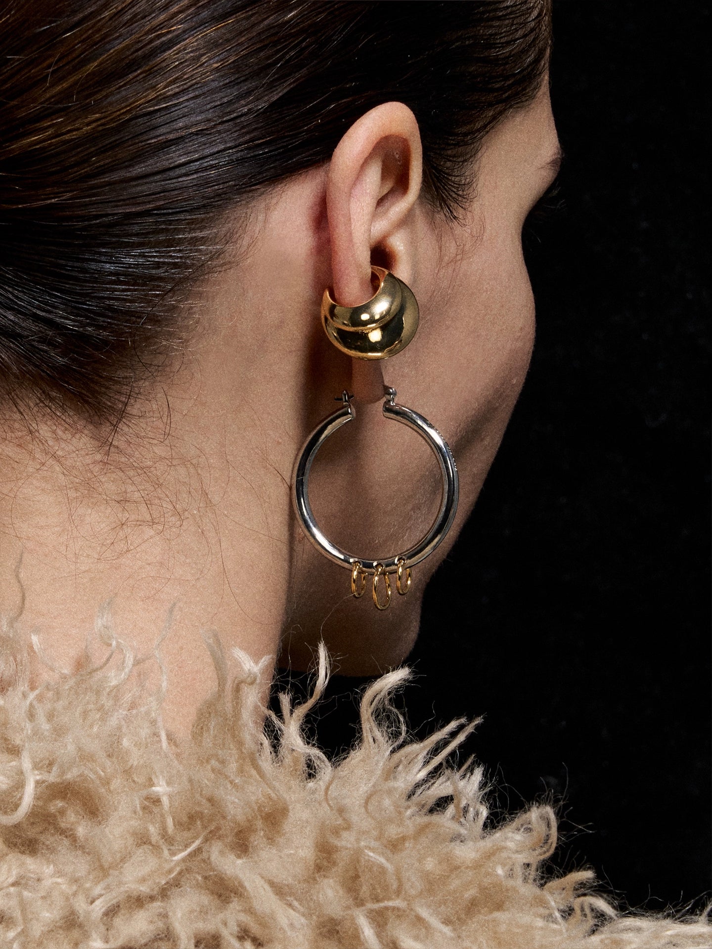 Two-Tone Triple Hoop Earrings