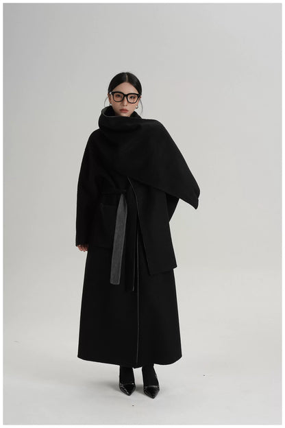 Two-Tone Double-Faced Wool Long Coat