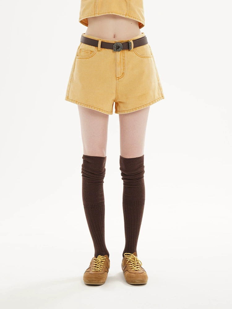 Pocket A-line Denim Shorts - CHINASQUAD