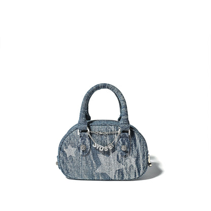 Vintage Washed Denim Bowling Bag