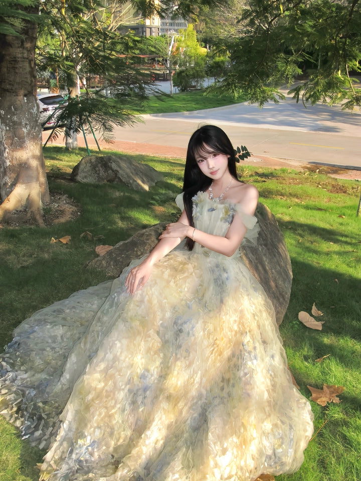 Coral Whisper Ethereal Tulle Couture Gown