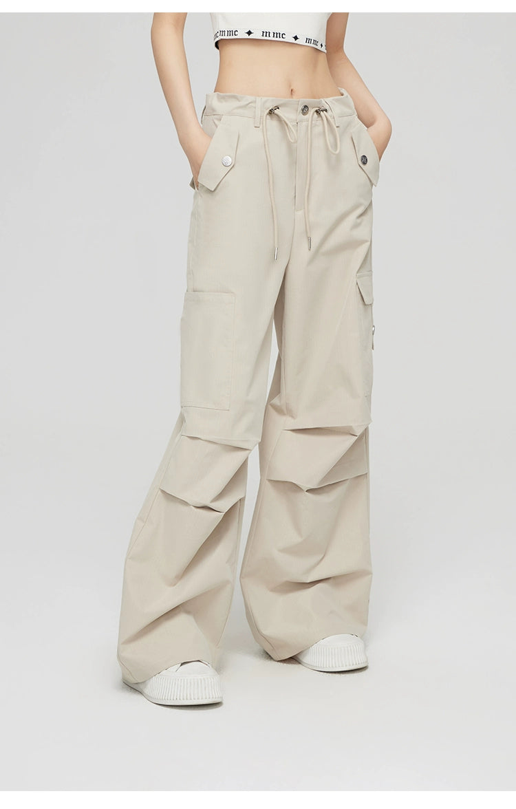 Black &amp; Khaki Cargo Wide-Leg Pants - CHINASQUAD